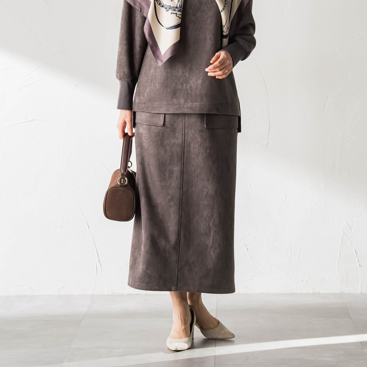 CLANE】 シアーストレッチストレートスカート≪手洗い可能