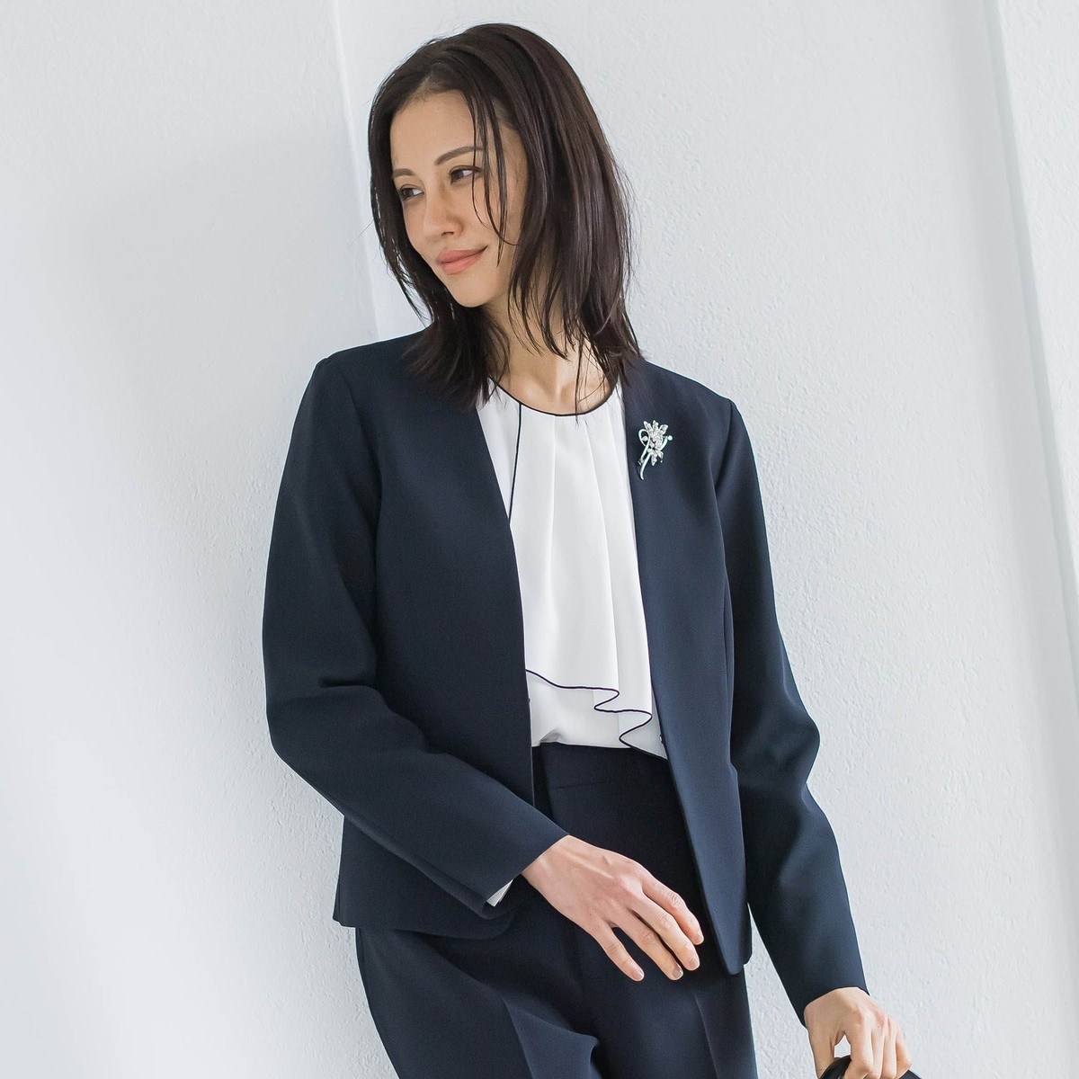 【NEW】ロートレアモン（LAUTREAMONT）/【WEB限定 13号】トリクシオンノーカラージャケット≪セットアップ対応/手洗い可能≫ WEB限定 13号】トリクシオンノーカラージャケット≪セットアップ対応