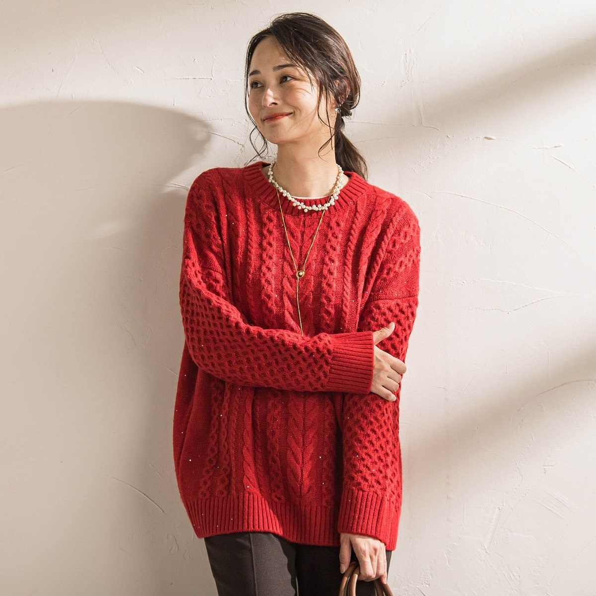 新品 定価86900円 ナマチェコ 22ss ローゲージ 柄編み ニット WEB限定】ケーブル柄編みニット≪洗える≫ | ロートレアモン