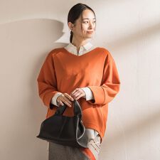 【WEB限定】《暖色美》裏起毛Vネックトップス≪手洗い≫