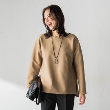 【WEB限定】裏毛布クルーネックプルオーバー≪毛玉防止・ストレッチ≫