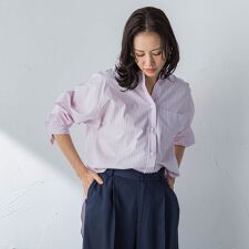 コットンポプリン2WAYストライプシャツ