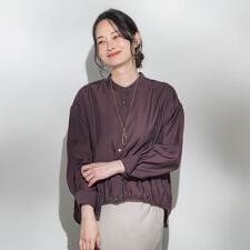 シアーバンドカラーブラウス≪洗える≫