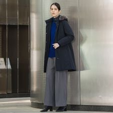 【洗濯機で洗える】ハイウエストゆったりセンタープレス付きワイドパンツ