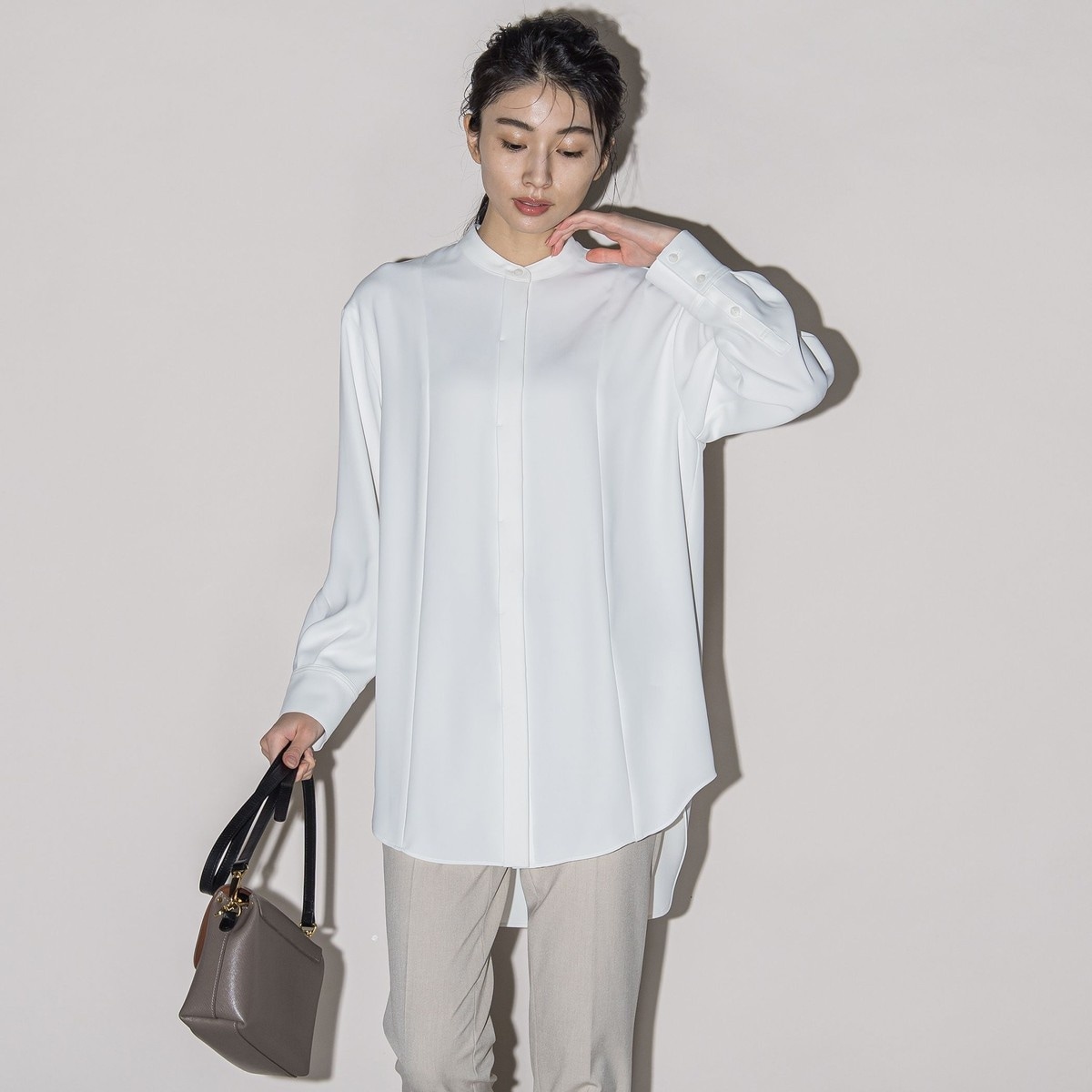 ダブルクロス2WAYロングシャツブラウス≪洗濯機で洗える/セットアップ