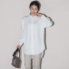 ダブルクロス2WAYロングシャツブラウス≪洗濯機で洗える/セットアップ対応≫