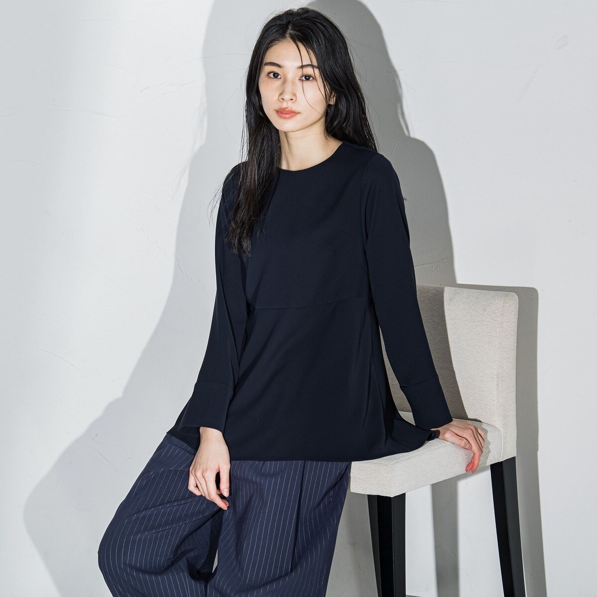 ラエフ（la．f．．．）/ダブルクロス2WAYペプラムブラウス≪洗濯機で洗える/セットアップ対応≫ ダブルクロス2WAYペプラムブラウス≪洗濯機で洗える/セットアップ対応