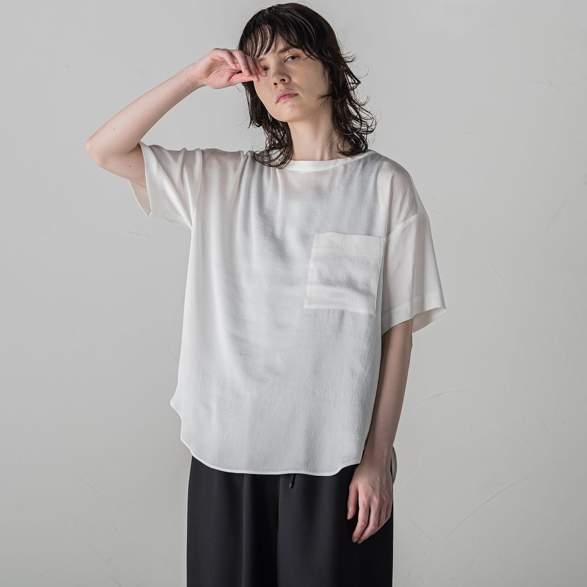 新色追加】クロップド丈ラミーシャツ≪手洗い可能≫ | ラエフ(la.f