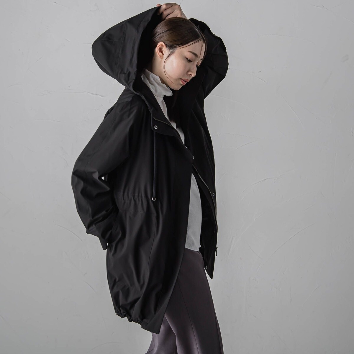 ラエフ　≪洗濯機で洗える≫ パーテーションライトロングジャケット M ブラック ラ エフ la.f… パーテーションライトロングジャケット≪洗濯機で洗える