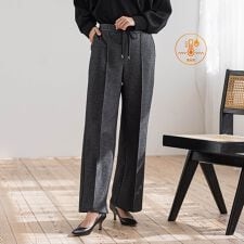 【WEB限定/新色追加】”楽暖”裏起毛ワイドパンツ≪洗濯機で洗える≫