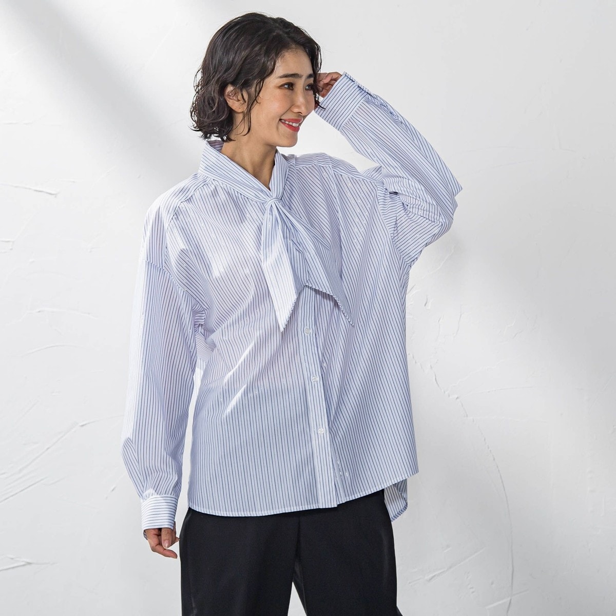 MAYSON GREY / メイソングレイ 【WEB限定】バンドカラーリネンライクシャツ≪洗濯機で洗える≫ WEB限定】バンドカラーリネンライクシャツ≪洗濯機で洗える