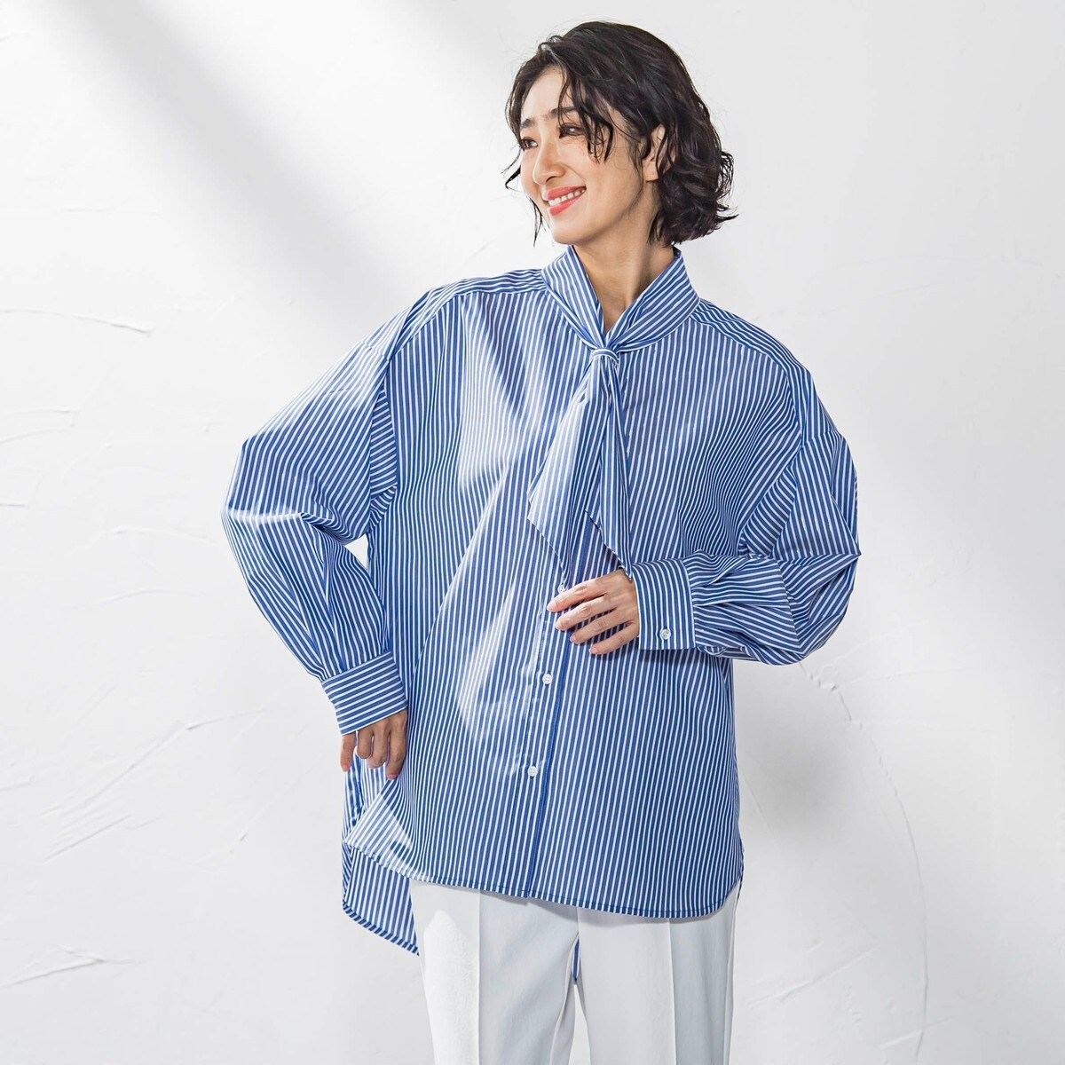MAYSON GREY / メイソングレイ 【WEB限定】バンドカラーリネンライクシャツ≪洗濯機で洗える≫ WEB限定】バンドカラーリネンライクシャツ≪洗濯機で洗える
