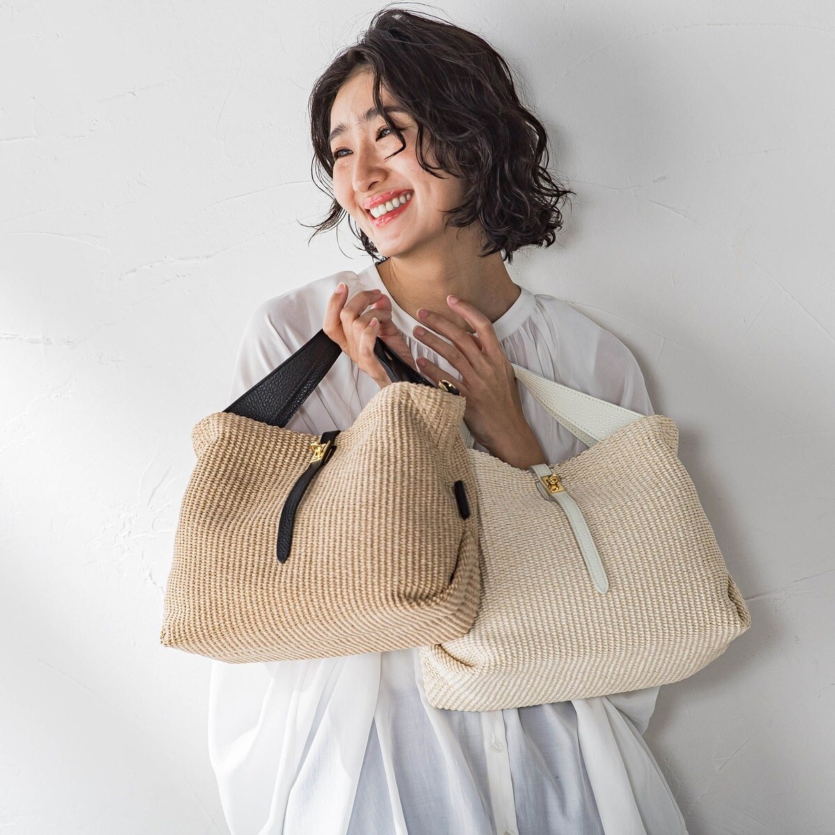 【値下げ！】VIOLAd’OROイタリアンラフィアシート2WAY トートバッグ VIOLAd'ORO】SANDRO イタリアンラフィアシート 2WAYトートバッグ