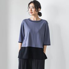 Tシャツ風ニットプルオーバー≪手洗い可能≫