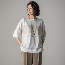 配色ラメボーダーニット≪手洗い可能≫