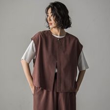 【biyori】”着こなし自在”2wayピーチポプリンジレ≪洗濯機で洗える≫