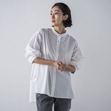 【biyori/極】”こなれ袖がポイント”バンドカラーシャツ