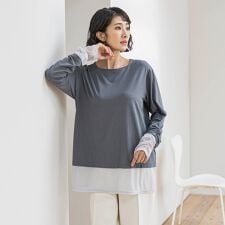 ラエフ(la.f...)の【WEB限定】”着映え万能ロンＴ”シアードッキング≪洗濯機で洗える≫