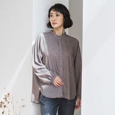 ラエフ(la.f...)のジョーゼットチェックブラウス≪洗濯機で洗える≫