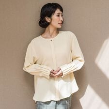 ラエフ(la.f...)のメランジツイルノーカラーブラウス≪洗濯機で洗える≫