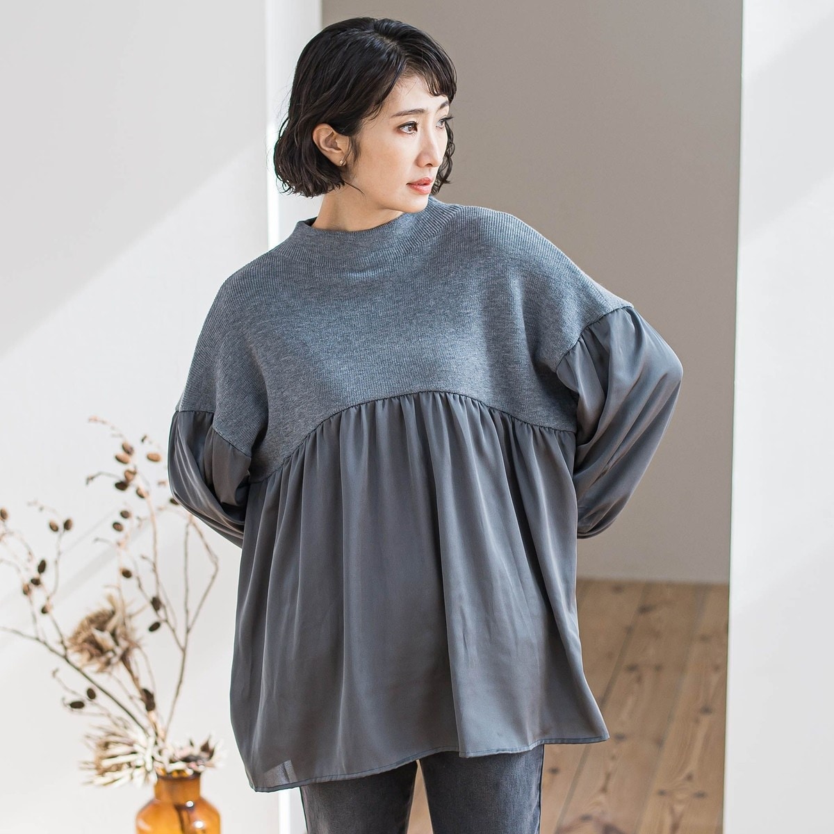 WEB限定】”1枚でサマになる”ふんわりドッキングニット | ラエフ(la.f