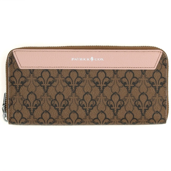 PATRICK COX 長財布 ラウンドジップ ブロックレザー ブラウン 新品 PATRICK COX 【正規販売店】【GINGER掲載】PATRICK リッチ