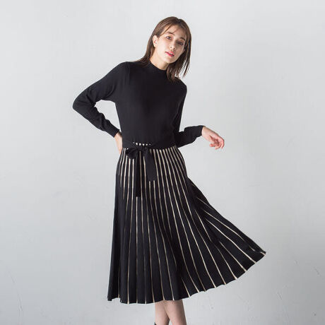 配色プリーツニットワンピース 手洗い可能 ケティ Ketty 4101 ファッション通販 マルイウェブチャネル