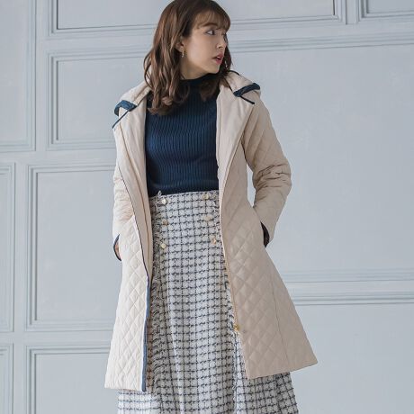 2WAY配色パイピングダイヤ柄キルティングコート | ケティ(ketty 