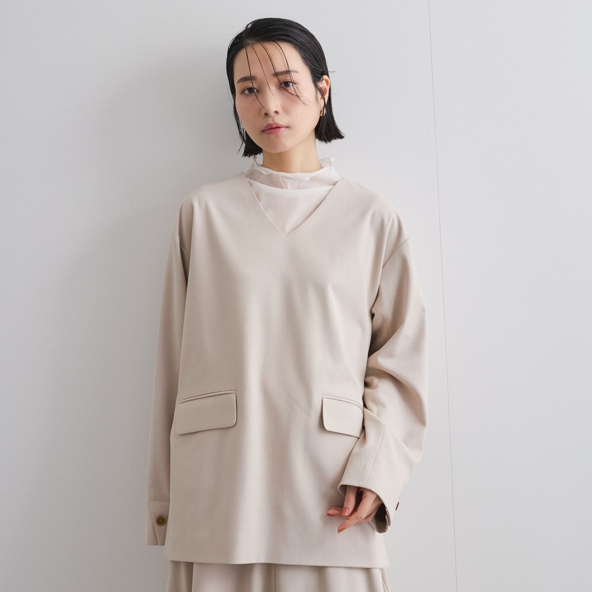 ketty / ケティ 梳毛調合繊Vネックプルブラウス≪セットアップ対応/洗濯機で洗える≫ 楽天市場】梳毛調合繊Vネックプルブラウス≪セットアップ対応