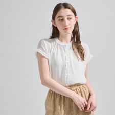 シフォン楊柳フリルブラウス≪手洗い可能≫