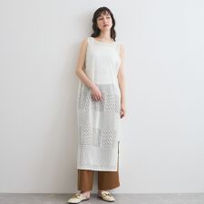 ブロック透かしニットワンピース≪手洗い可能≫