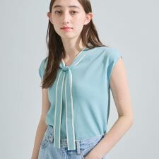 ボウタイニットトップス≪手洗い可能≫
