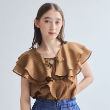 フリルノースリブラウス≪手洗い可能≫