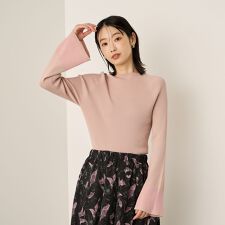 シアースリーブリブニットプルオーバー≪手洗い可能≫