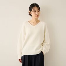 ウール混Vネックニットプルオーバー≪手洗い可能≫