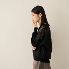 ショルダーレースニットプルオーバー≪手洗い可能≫