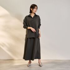 【SET】ダンボールニットスキッパートップ×スカート2ピース