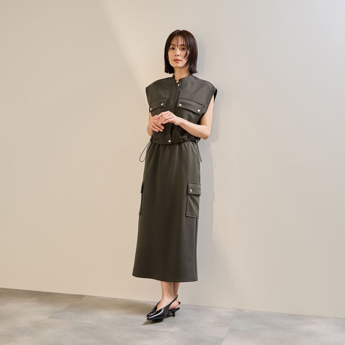 【SET】ダンボールニットベスト×スカート2ピース