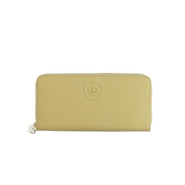 新品未使用！金運アップ☆お花が可愛い♫クレイサス　黄色の長財布 猫と肉球の型押しが超可愛い！・牛革・抗菌・抗ウイルス加工