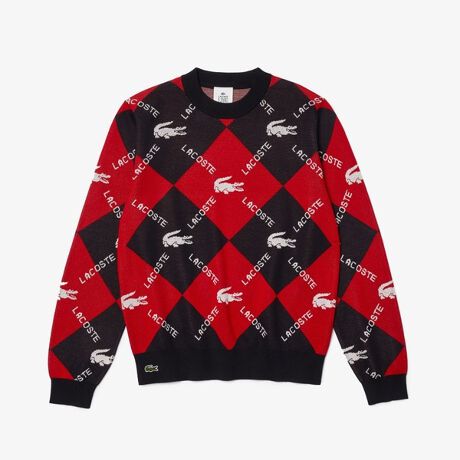 LACOSTE L!VEビッグチェックモノグラムニットセーター | ラコステ 