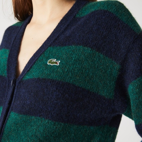 アルパカブレンドVネックストライプカーディガン | ラコステ(LACOSTE