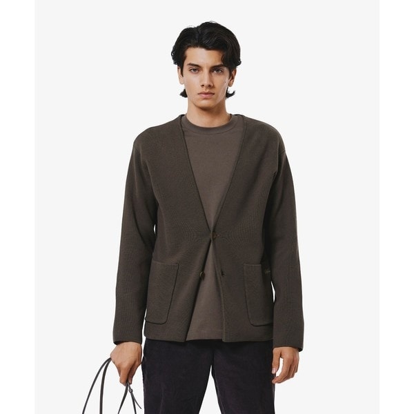 Lacoste スクエアポケットダブルフェイス鹿の子カーディガン ネイビー ラコステ LACOSTE スクエアポケットダブルフェイス鹿の子カーディガン