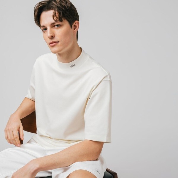 ラコステ　モックネック　Tシャツ　5分袖 5分袖モックネックサマーニットTシャツ | ラコステ(LACOSTE