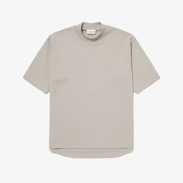 MOLLIOLLI モックネックポリエステルニットＴシャツ（７色） セール】 5分袖モックネックサマーニットTシャツ （Tシャツ