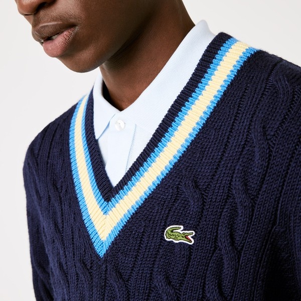 オールノット SN045 LACOSTE Vネックニット ホワイトラメ レディース S