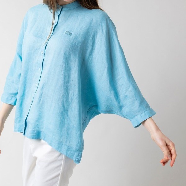 【リネンシャツ L】ラコステ 長袖シャツ ノーカラーシャツ バンドカラーシャツ リネンシャツ L】ラコステ 長袖シャツ ノーカラーシャツ バンド