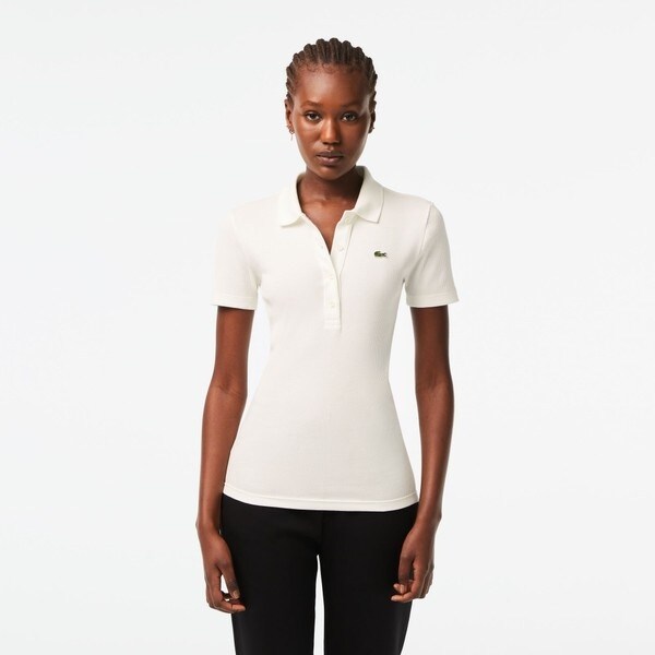 タイトフィットリブニットポロシャツ （ホワイト） タイトフィットリブニットポロシャツ | ラコステ(LACOSTE