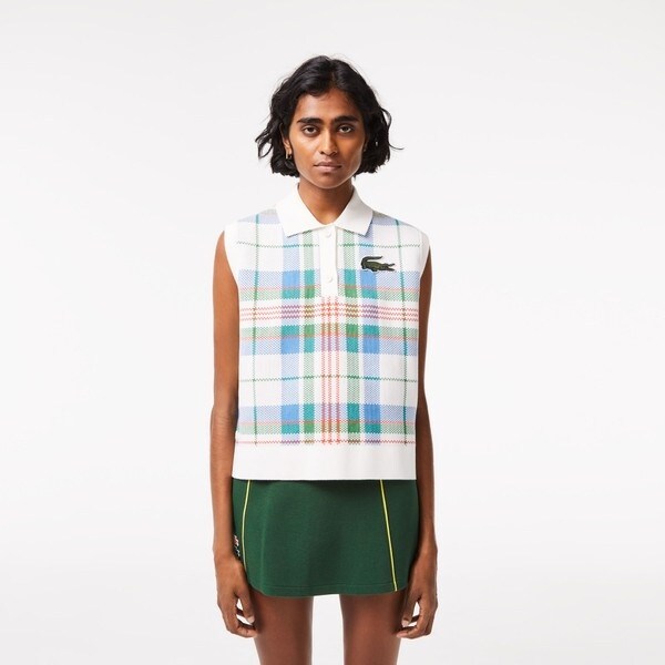 LACOSTE（ラコステ）タータンチェックコットンニットポロベスト ゴルフにも タータンチェックコットンニットポロベスト | ラコステ(LACOSTE