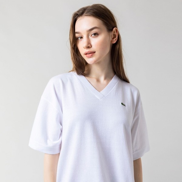 LACOSTE ワイドシルエットサマーニットVネックTシャツ | ラコステ