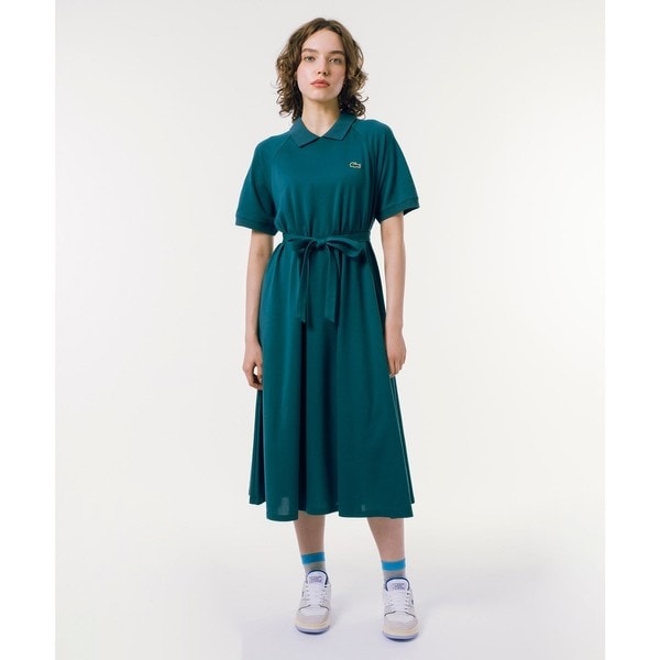 ※LACOSTE ラコステ半袖ワンピース 40サイズロング丈 ベルト付き LACOSTE - ※LACOSTE ラコステ半袖ワンピース 40サイズロング丈
